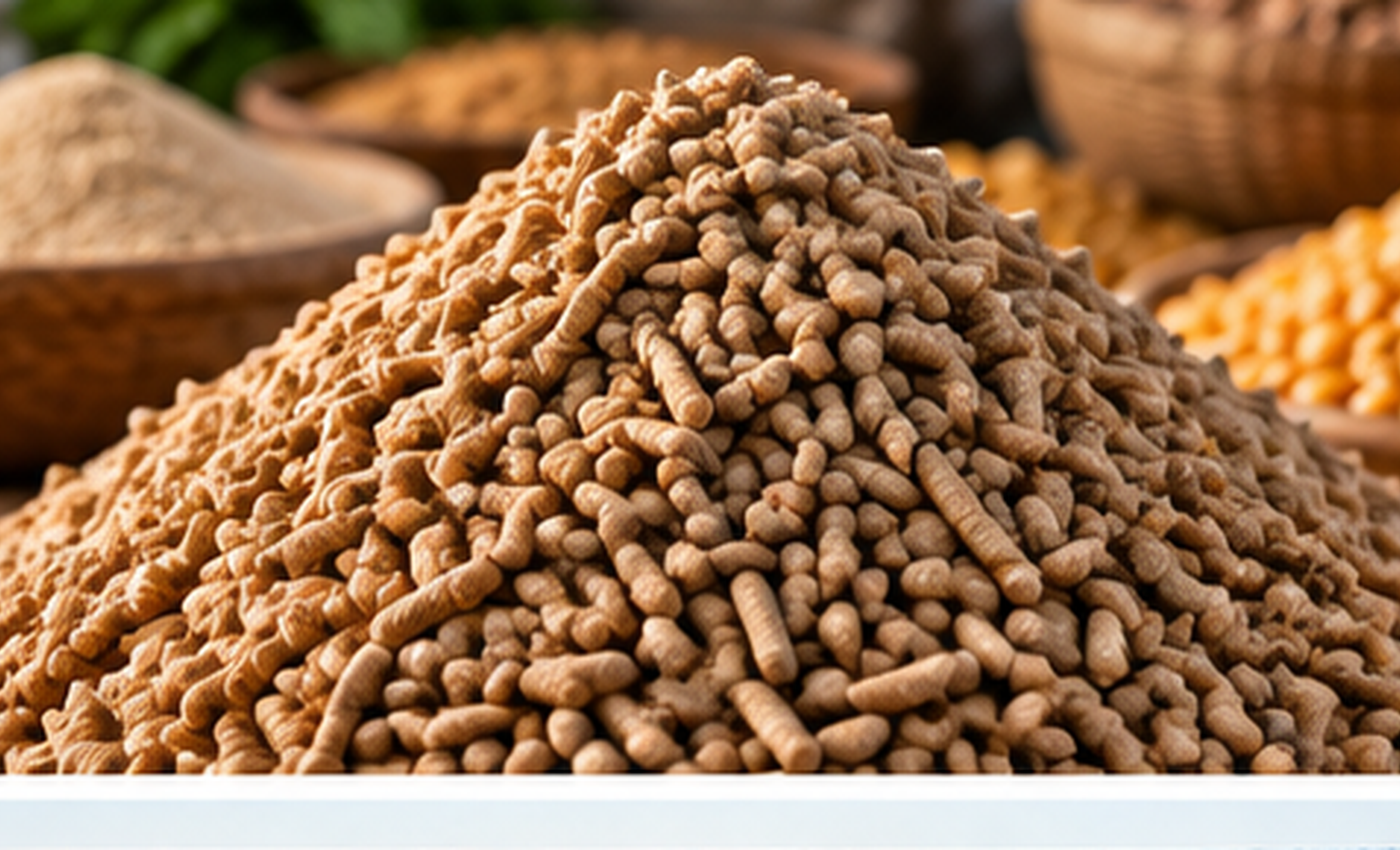 Commercial animal feed pellets