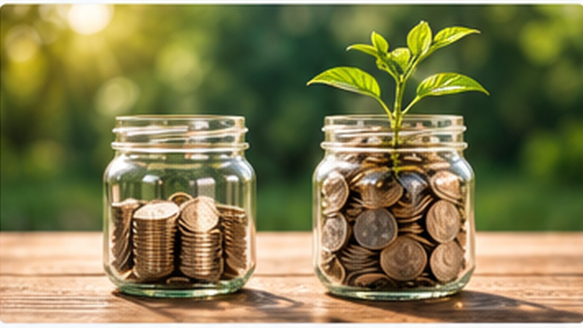 Savings capital compared with capital invested into productive assets