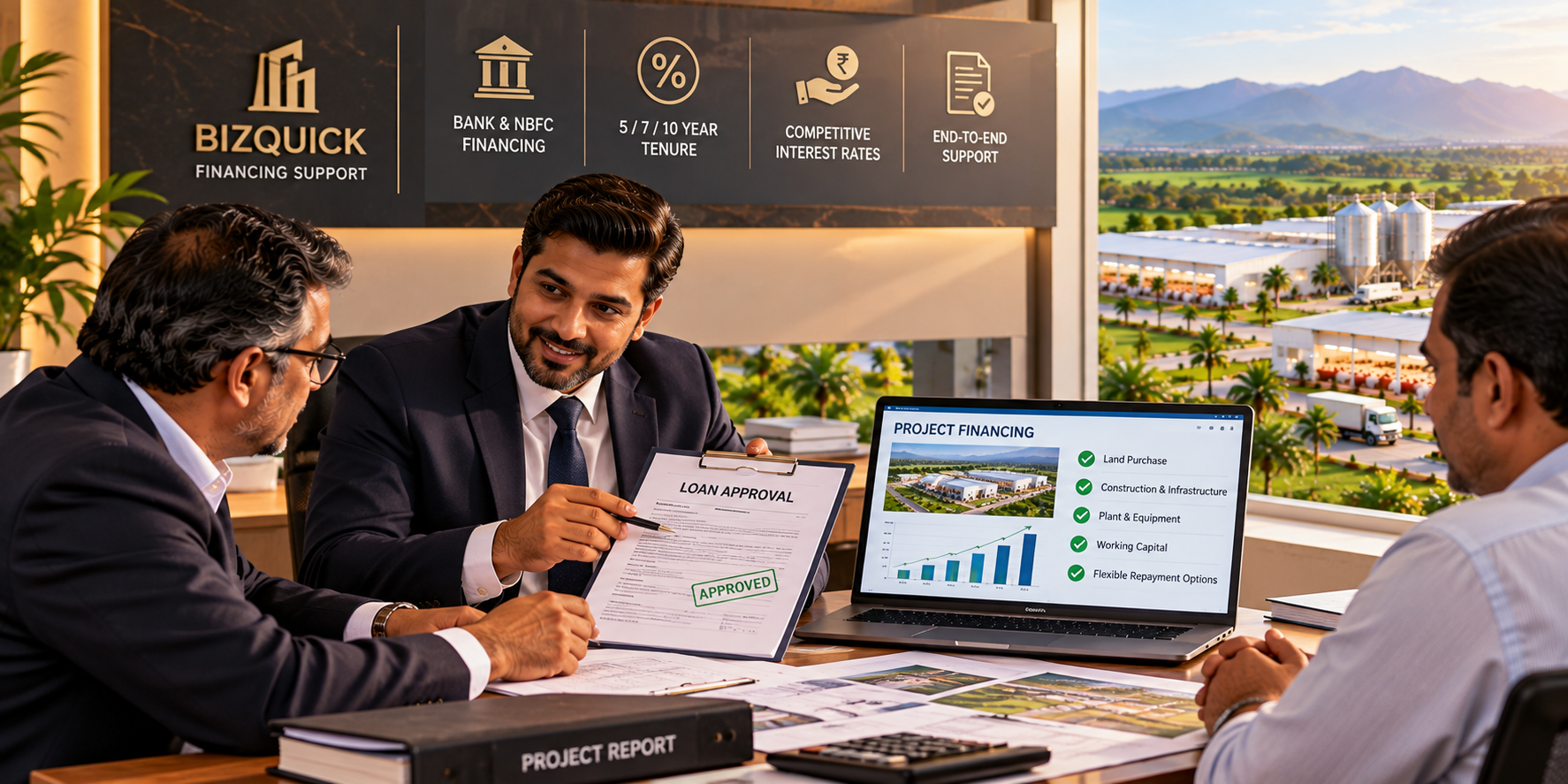 Investor reviewing productive asset financing documents